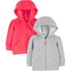 imageSimple Joys by Carters Girls 2Pack Fleece Full Zip HoodiesPinkGrey