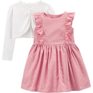 imageSimple Joys by Carters Toddlers and Baby Girls 2Piece Special Occasion Dress and Cardigan SetPink HeartsWhite