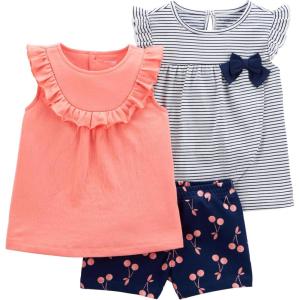 imageSimple Joys by Carters babygirls 3piece Playwear SetNavy StripeCherryPeach