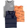 imageSimple Joys by Carters Baby Boys 3Pack Muscle Tank TopsGrey StripeLight Orange AlligatorNavy Double Stripe