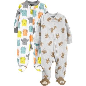 imageSimple Joys by Carters Baby 2Pack Neutral Fleece Footed Sleep and PlayGrey MonkeyWhite Owl