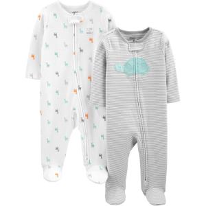 imageSimple Joys by Carters Baby Neutral 2Pack Cotton Footed Sleep and PlayGrey TurtleWhite Llama