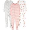 Grey Floral/Pink Stripe/White Strawberries