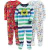 imageSimple Joys by Carters Toddlers and Baby Boys SnugFit Footed Cotton Pajamas Pack of 3Red FiretruckWhite SharksMonster