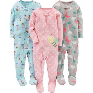 imageSimple Joys by Carters Toddlers and Baby Boys SnugFit Footed Cotton Pajamas Pack of 3BallerinaBeesMoon