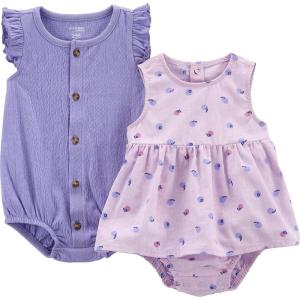imageSimple Joys by Carters babygirls 2pack Sleeveless RompersPurple BerriesViolet