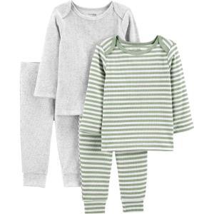 imageSimple Joys by Carters unisexbaby 4piece Textured SetGreen StripeGrey Heather