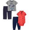 imageSimple Joys by Carters babyboys 4piece Bodysuit Top and Pant SetDark Grey DogDenimNavyOrange Construction