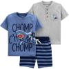 imageSimple Joys by Carters babyboys 3piece Playwear SetBlue ChompGrey SharkStripe