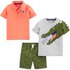 Coral Orange Elephant/Green Dinosaur/Grey Alligator