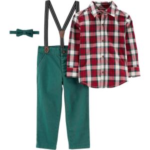 imageSimple Joys by Carters Toddlers and Baby Boys 4Piece Special Occasion Bowtie and Suspender Pants SetOlive HeatherRed Tartan Plaid