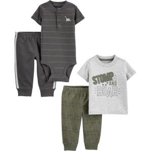 imageSimple Joys by Carters babyboys 4piece Bodysuit Top and Pant SetDinosaur