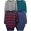 imageSimple Joys by Carters Baby 4Pack LongSleeve Thermal BodysuitBlue HeatherGrey HeatherStripe