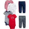 imageSimple Joys by Carters Baby Boys 6Piece Bodysuits Short and Long Sleeve and Pants SetMulticolorBearDogsStripeText Print