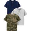 imageSimple Joys by Carters Baby Boys 3Pack ShortSleeve Tee Shirts Green CamoGrey HeatherNavy 12 Months