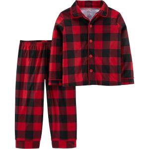 imageSimple Joys by Carters Toddlers and Baby Boys 2Piece Coat Style Pajama SetBlack Red Plaid