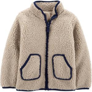 imageSimple Joys by Carters Baby Boys Hooded Sherpa JacketWashed Khaki Brown