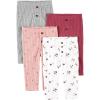 imageSimple Joys by Carters Baby Girls 4Pack PantsGreyPinkPlumWhite Flowers