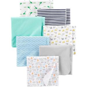 imageSimple Joys by Carters Unisex Babies Flannel Receiving Blankets Pack of 7Mint GreenBlueWhite