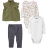 imageSimple Joys by Carters Baby Girls 4Piece ShortSleeve Shirts and Pants Playwear Set