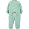 imageSimple Joys by Carters Baby Boys 2Way Zip Thermal Footed Sleep and Play Pack of 2Dark Grey DinosaurMint Green Stripe