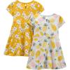 imageSimple Joys by Carters Girls ShortSleeve and Sleeveless Dress Sets Pack of 2Grey PineappleMustard Yellow Flowers