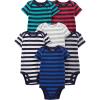 imageSimple Joys by Carters Baby Boys 6Pack ShortSleeve BodysuitGreyNavyWhiteMulti Stripe