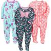 imageSimple Joys by Carters Baby and Toddler Girls 3 Pack Loose Fit Polyester Jersey Footed PajamasButterflyFairyKitten