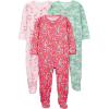 imageSimple Joys by Carters Baby and Toddler Girls 3 Pack Loose Fit Polyester Jersey Footed PajamasCactusGiraffeRainbow