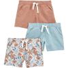 imageSimple Joys by Carters Girls 3Pack Knit ShortsLight BlueLight Brown DotsWhite Floral Kid