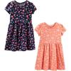 imageSimple Joys by Carters Girls ShortSleeve and Sleeveless Dress Sets Pack of 2Navy FloralPeach Butterfly Print