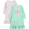 imageSimple Joys by Carters girls 2pack Fleece NightgownsMint Green DotsWhite Cat