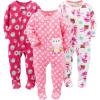 imageSimple Joys by Carters girls LooseFit Flame Resistant Fleece Footed PajamasDonutHeartsSuperhero