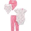 imageSimple Joys by Carters unisexbaby 4piece Bodysuit Pant and Bibs SetPinkWhite Floral