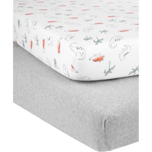 imageSimple Joys by Carters Baby 2Pack Cotton Crib SheetsHeatherDinosaur