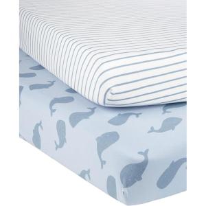 imageSimple Joys by Carters Baby 2Pack Cotton Crib SheetsWhalesStripe
