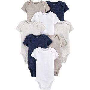 imageSimple Joys by Carters Baby 8Pack ShortSleeve BodysuitNavy HeatherWhiteOatmeal