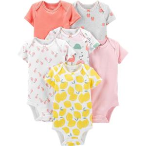 imageSimple Joys by Carters Baby Girls 6Pack Sleeveless BodysuitMulticolorBirdsFruitLemonTurtle