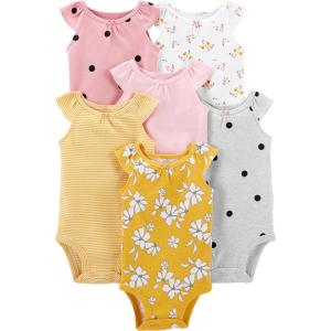 imageSimple Joys by Carters Baby Girls 6Pack Sleeveless BodysuitMulticolorDotsFloralStripe
