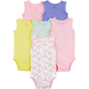 imageSimple Joys by Carters Baby Girls 6Pack Sleeveless BodysuitMulticolorFloralForest AnimalsFruit