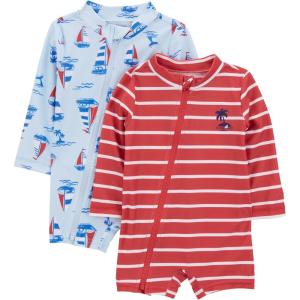imageSimple Joys by Carters BabyBoys 2Pack 1Piece Zip RashguardsBlueRed