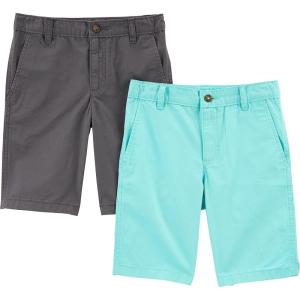 imageSimple Joys by Carters Boys Flat Front Shorts Pack of 2GreyMint Green Kid