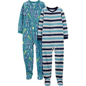 imageSimple Joys by Carters Kids Loosefit Flame Resistant Fleece Footed PajamasStripeTransformers