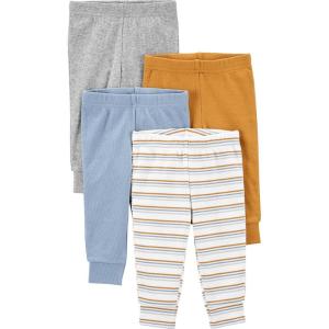 imageSimple Joys by Carters Unisex Baby 4Pack Neutral PantBlueGoldGrey HeatherWhite Stripe