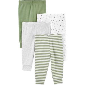 imageSimple Joys by Carters Unisex Baby 4Pack Neutral PantGrey HeatherOliveWhite DotsStripe