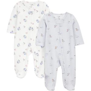 imageSimple Joys by Carters babygirls 2way Zip Thermal Footed Sleep and Play Pack of 2Floral Goose