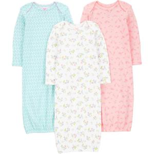 imageSimple Joys by Carters babygirls 3pack Cotton Sleeper GownBlue DucksPink AnimalWhite Floral