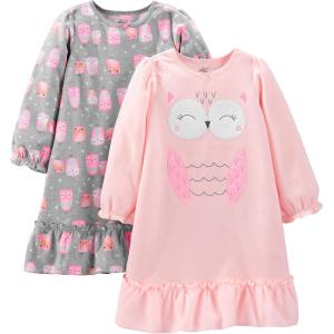 imageSimple Joys by Carters girls 2pack Fleece NightgownsGreyPink Owl