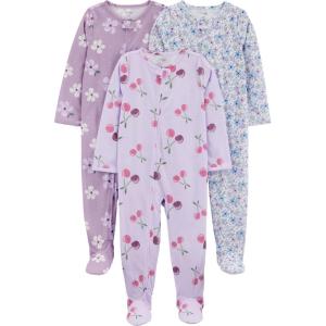 imageSimple Joys by Carters girls LooseFit Flame Resistant Fleece Footed PajamasFloral Cherry