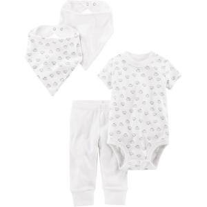 imageSimple Joys by Carters unisexbaby 4piece Bodysuit Pant and Bibs SetWhiteLamb